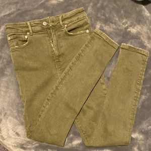 zara women's size 2 camo green skinny jeans